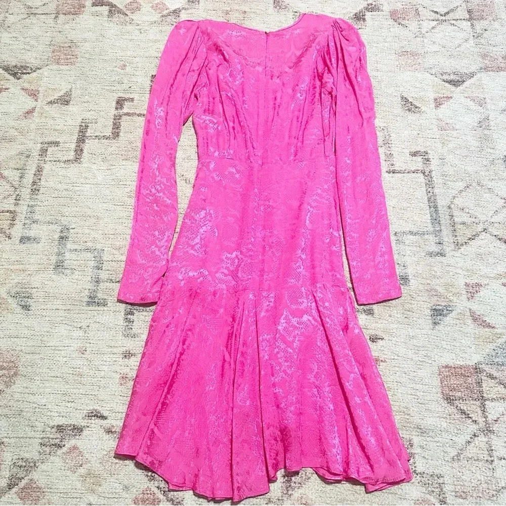 NWT Karen Millen Animal jacquard button up floppy dress in pink size 4 - Picture 8 of 16